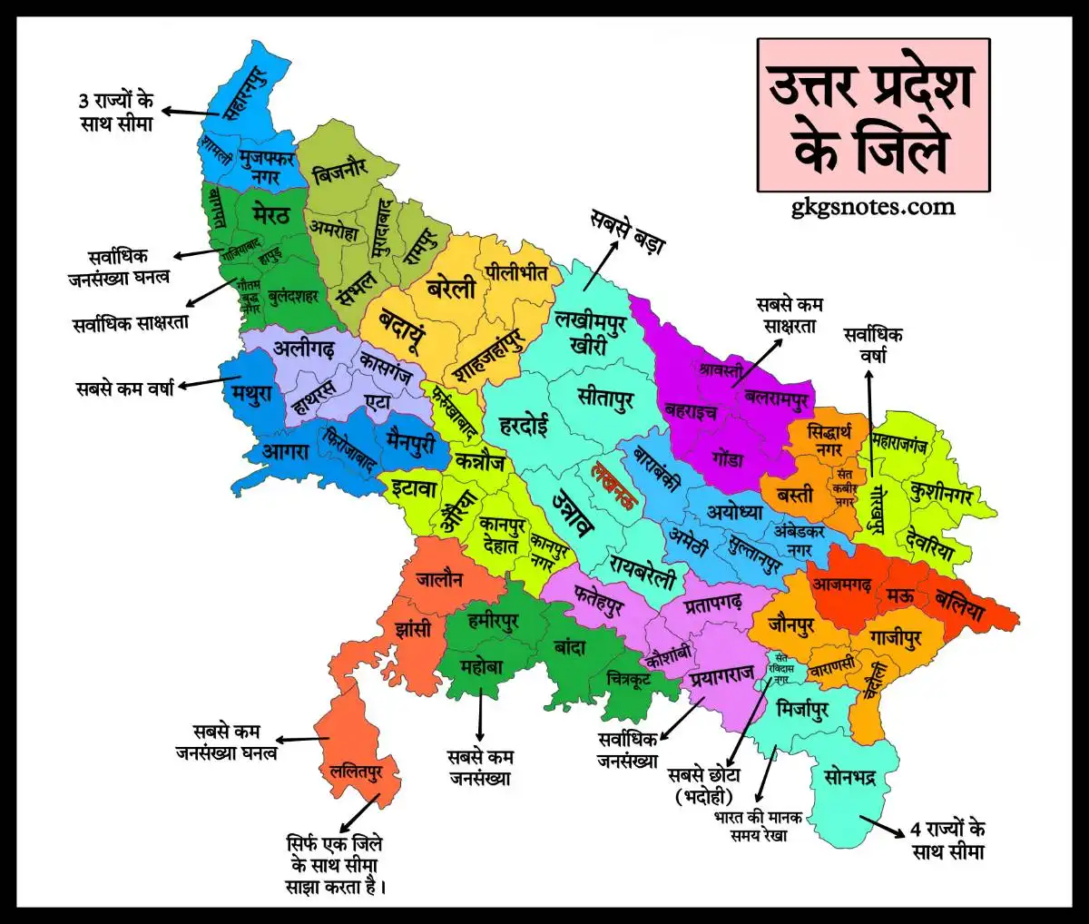 District map of uttar pradesh