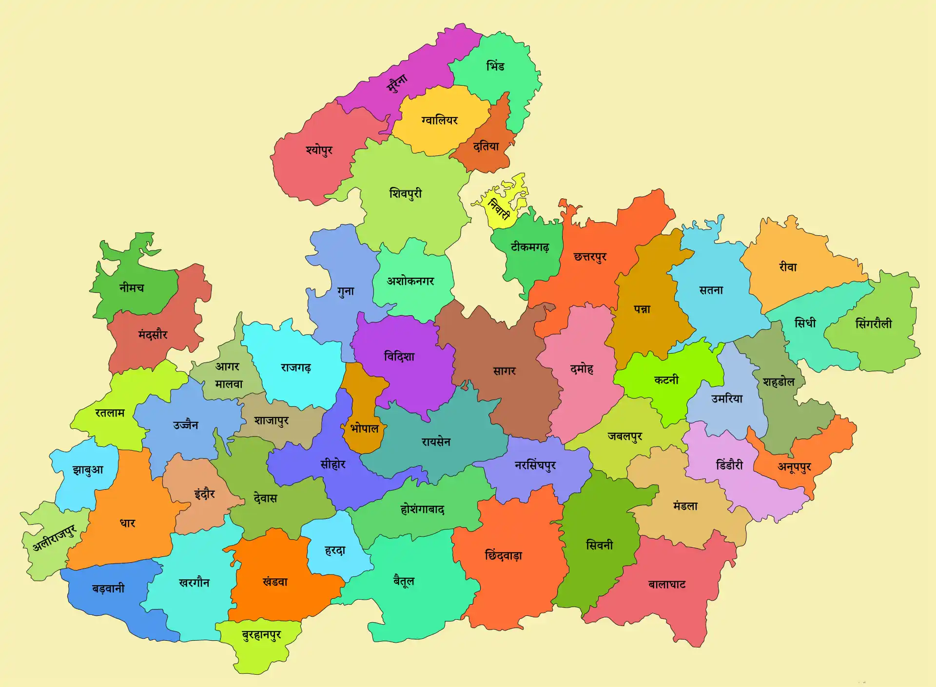 District map of Madhya Pradesh