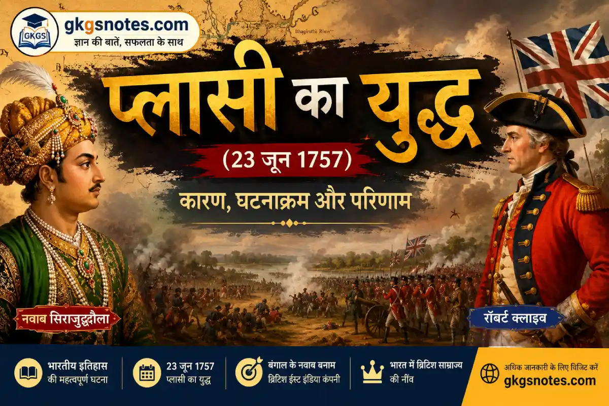 प्लासी का युद्ध 1757 (Battle of Plassey in Hindi) - नवाब सिराजुद्दौला और रॉबर्ट क्लाइव के बीच ऐतिहासिक युद्ध